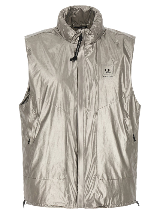 C.P. Company Silver Polyester Sleeveless Jacket