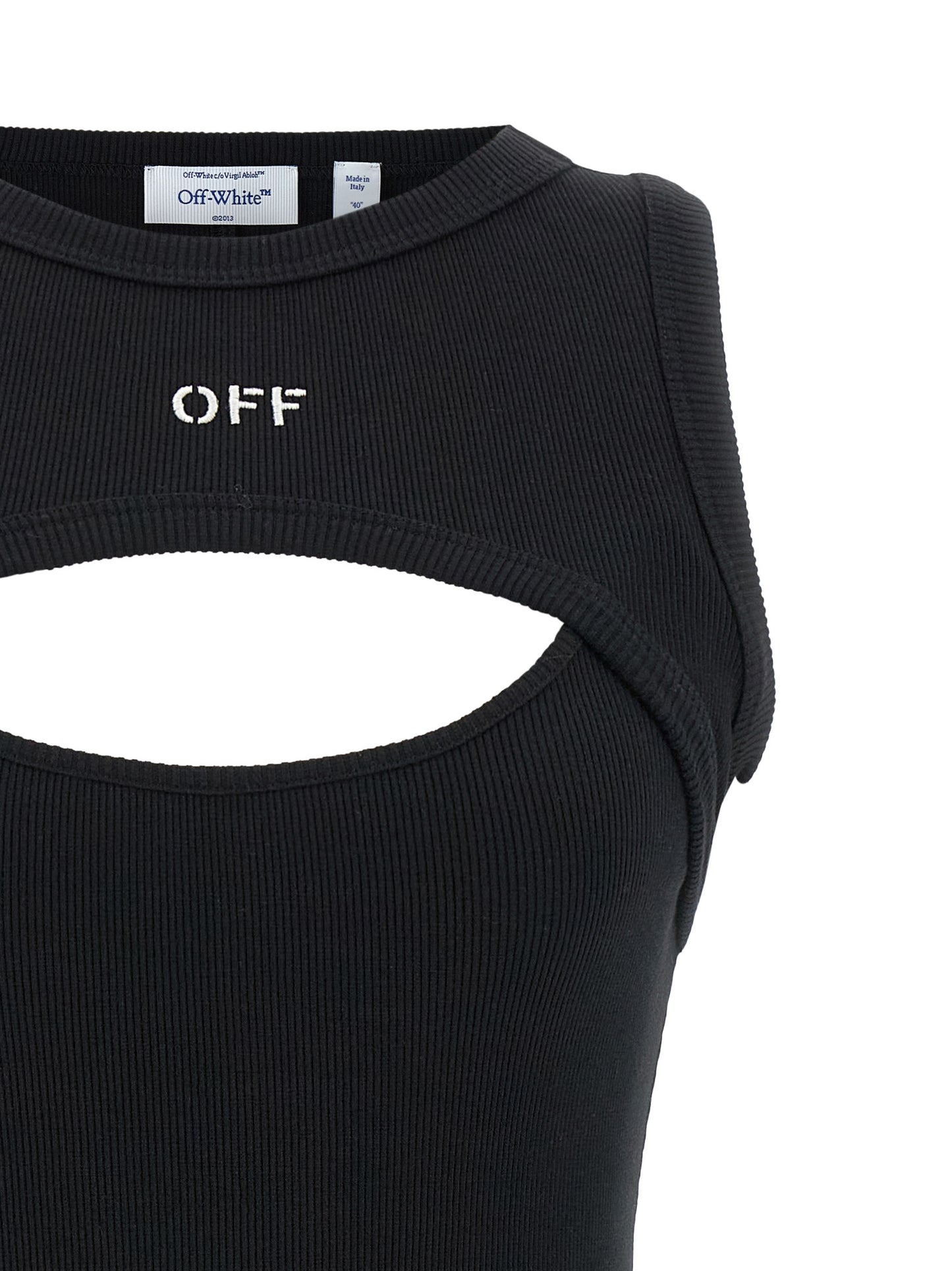 Off-White Bicolor Cotton Short Dress