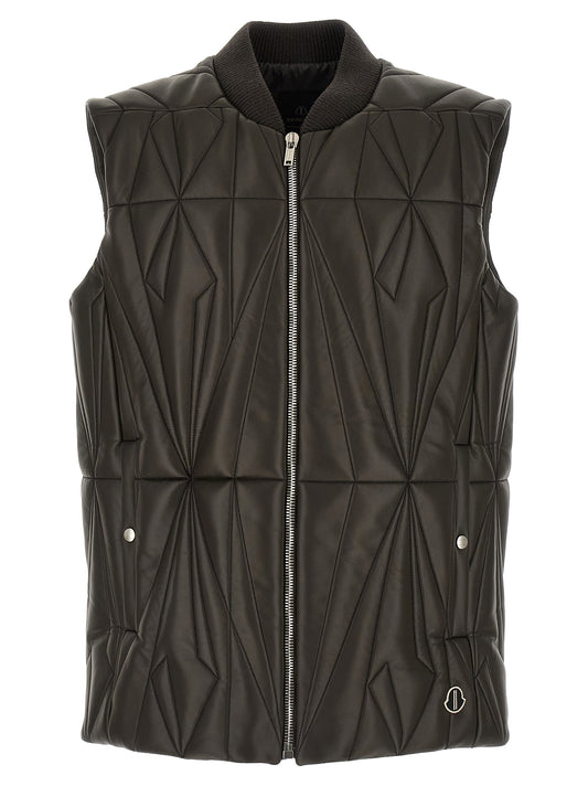 Rick Owens Brown Lamb Leather Sleeveless Jacket