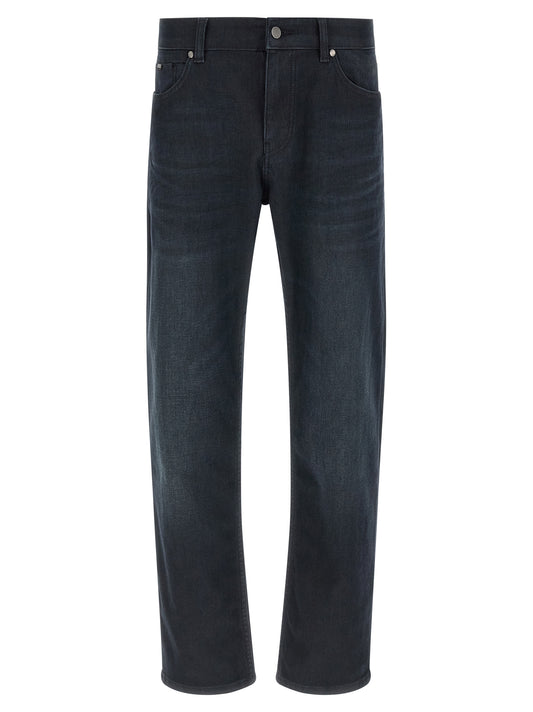 Hugo Boss Blue Cotton Straight-Leg Jeans