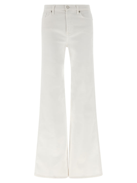 7 For All Mankind White Cotton Flared Jeans