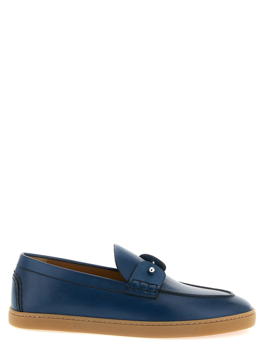 Christian Louboutin Blue Calfskin Slip-On Loafers