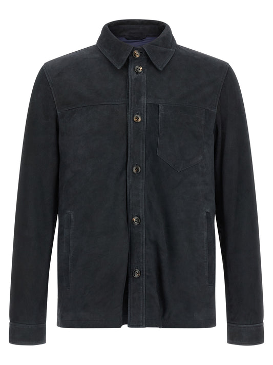 Pal Zileri Blue Leather Leather Jacket