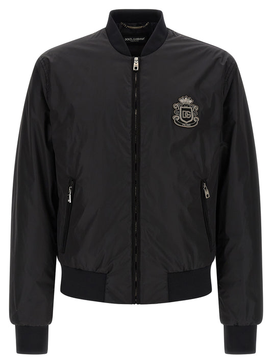 Dolce & Gabbana Black Polyamide Bomber