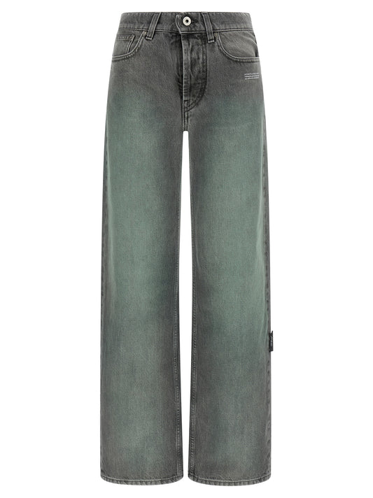 Off-White Gray Cotton Jeans Denim