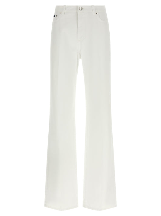 Dolce & Gabbana White Cotton Flared Jeans