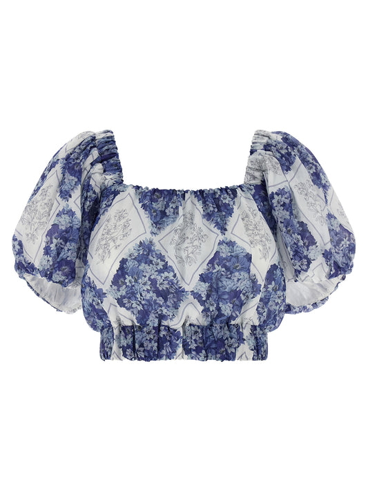 Twinset Blue Ramie Blouse