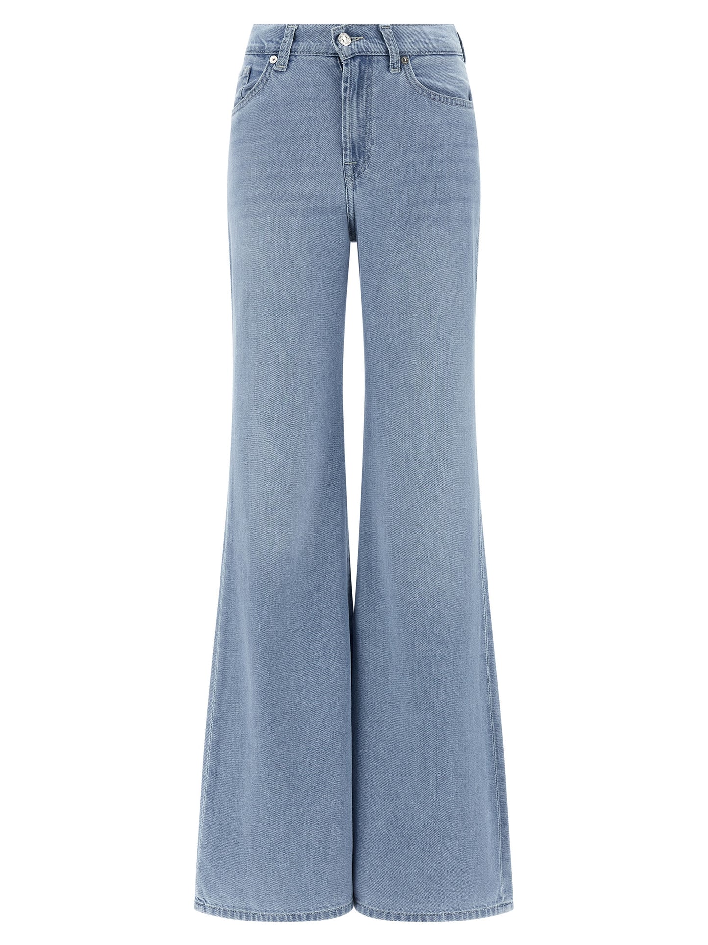 7 For All Mankind Blue Cotton Flared Jeans