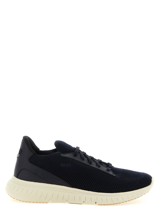 Hugo Boss Blue Cowhide Athletic Sneakers