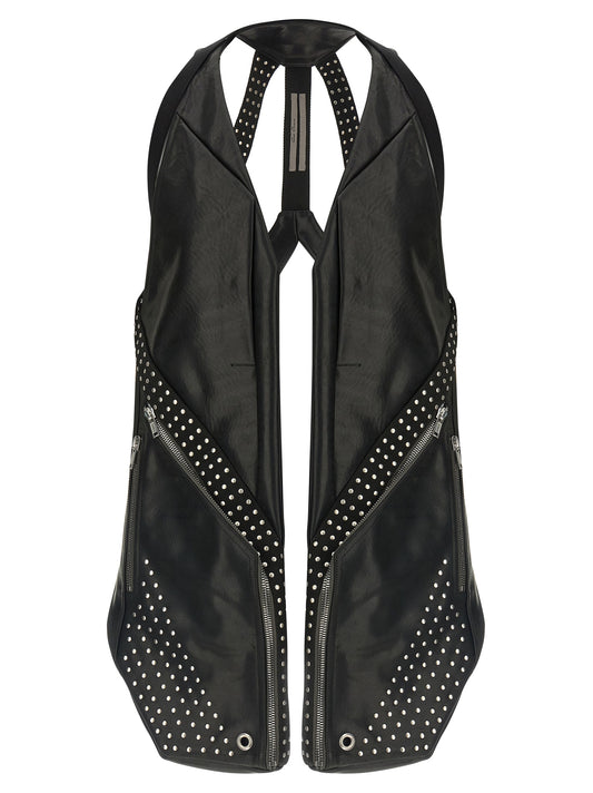 Rick Owens Black Bull Skin Sleeveless Jacket