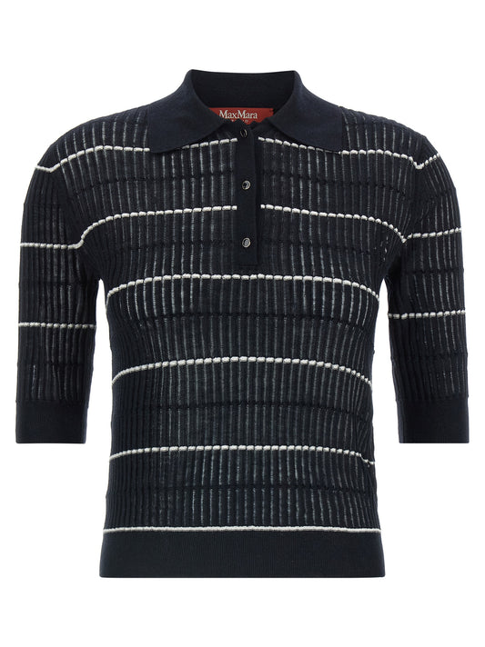 Max Mara Blue Silk Polo Shirt