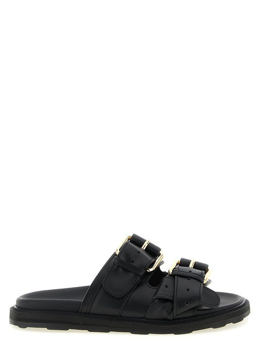 Moschino Black Calfskin Slides