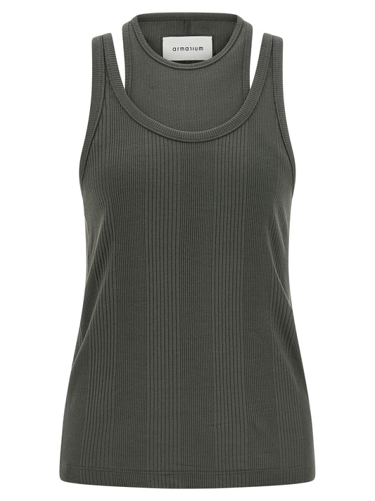 Armarium Gray Cotton Sleeveles T-Shirt