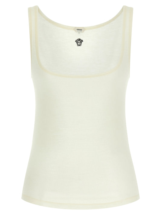 Versace White Virgin Wool Sleeveles T-Shirt