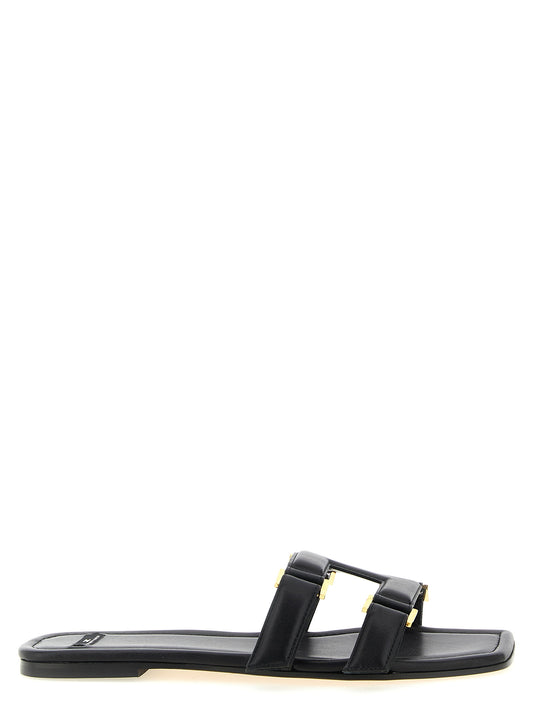 Elisabetta Franchi Black Lambskin Slides