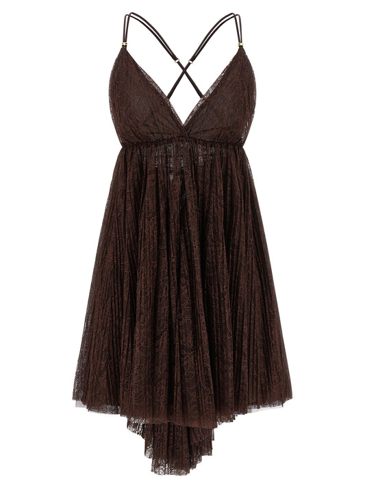 Elisabetta Franchi Brown Polyamide Short Dress