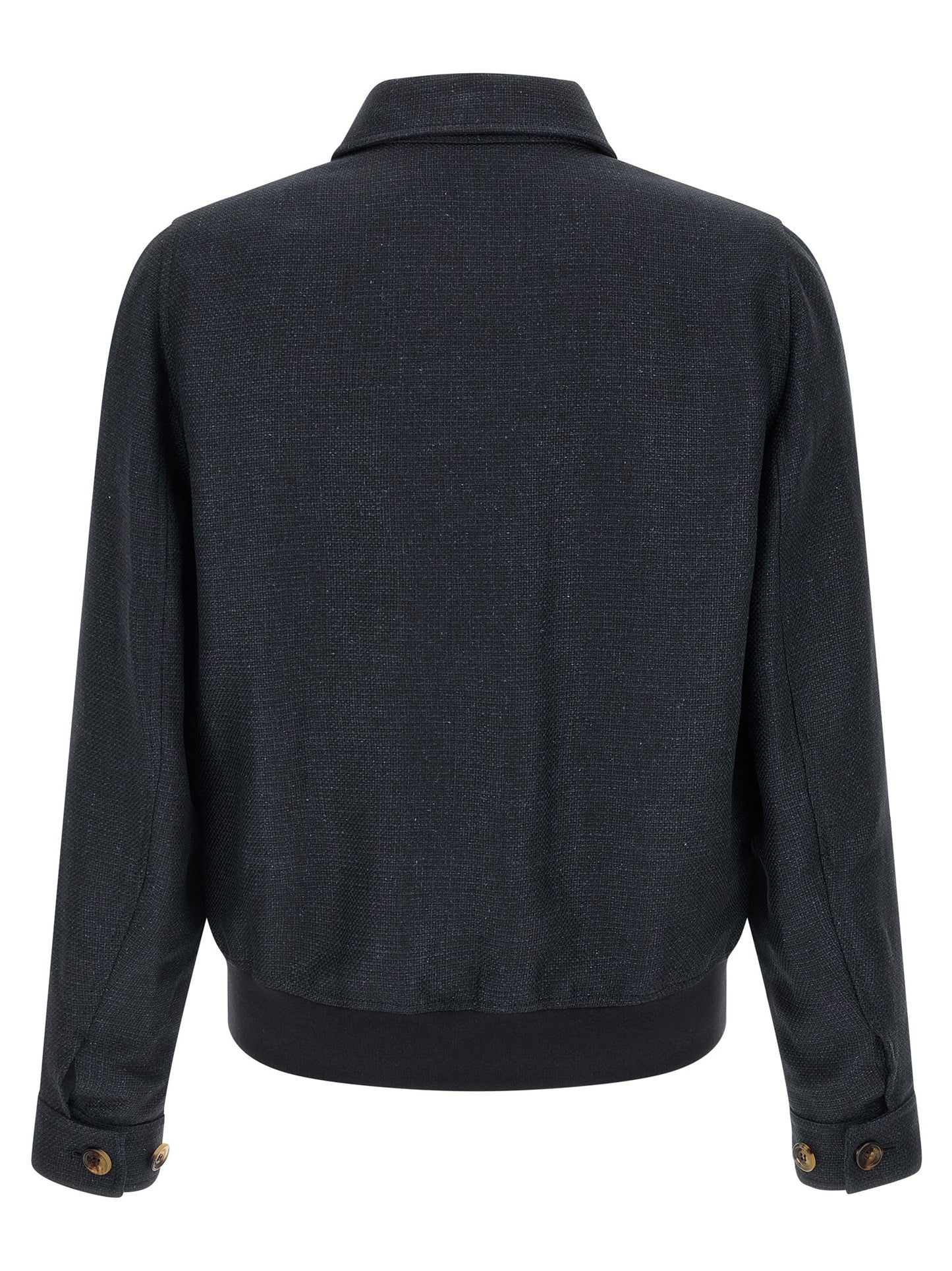 Brunello Cucinelli Blue Sisal Biker Jacket