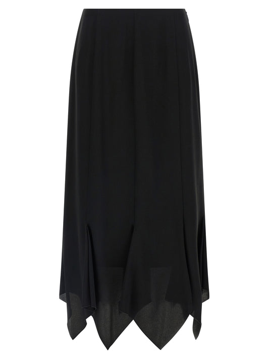 Valentino Garavani Black Silk Midi Skirt