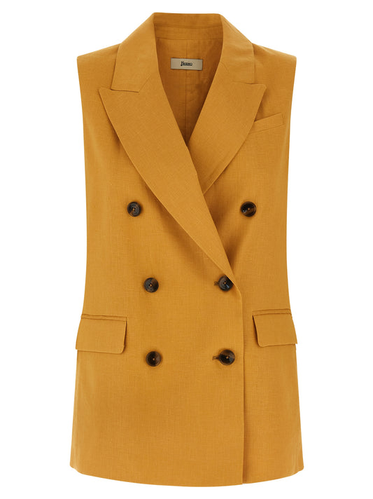 Herno Bicolor Linen Sleeveless Jacket