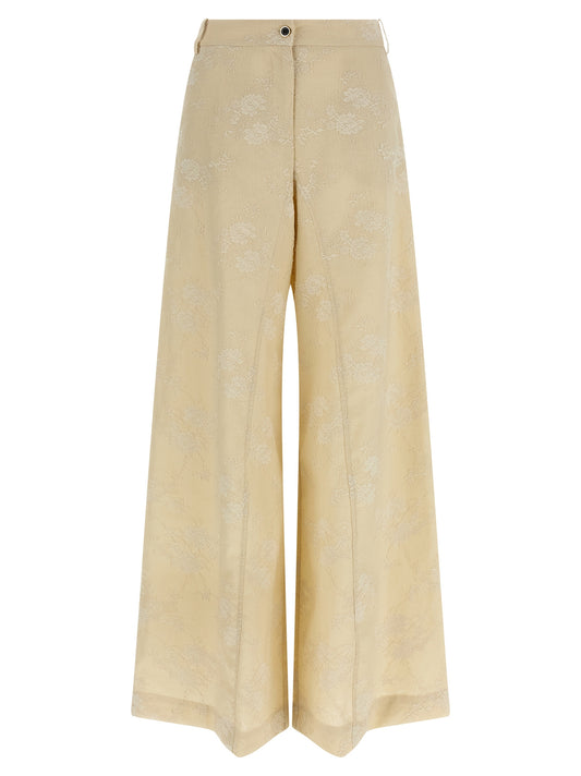 PINKO Beige Linen Flared Pants