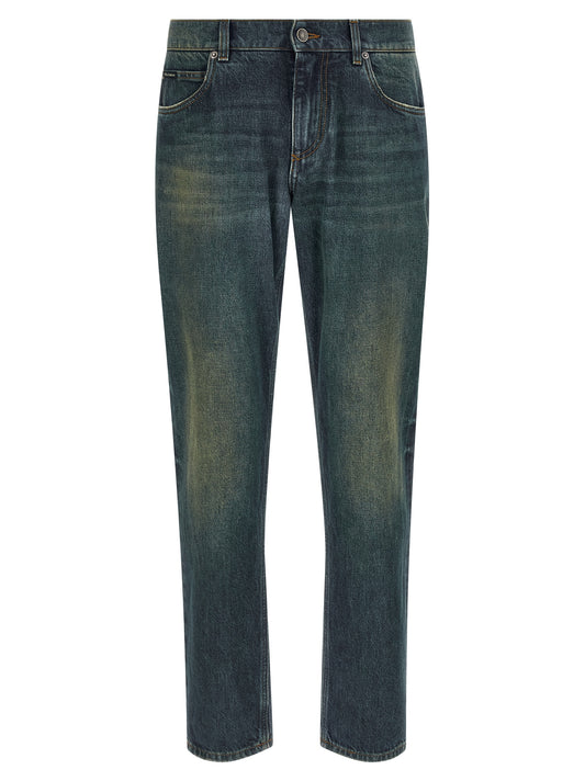 Dolce & Gabbana Blue Cotton Straight-Leg Jeans