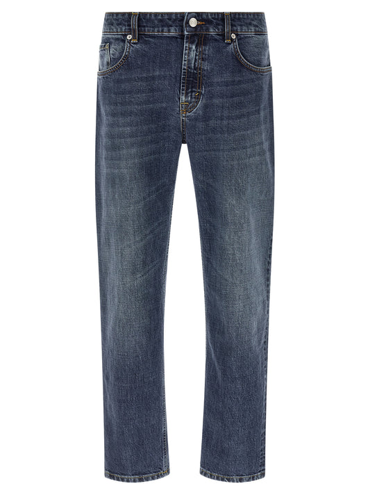 Department 5 Blue Cotton Straight-Leg Jeans