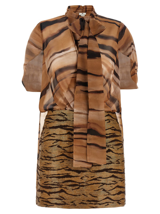 Elisabetta Franchi Brown Polyester Short Dress