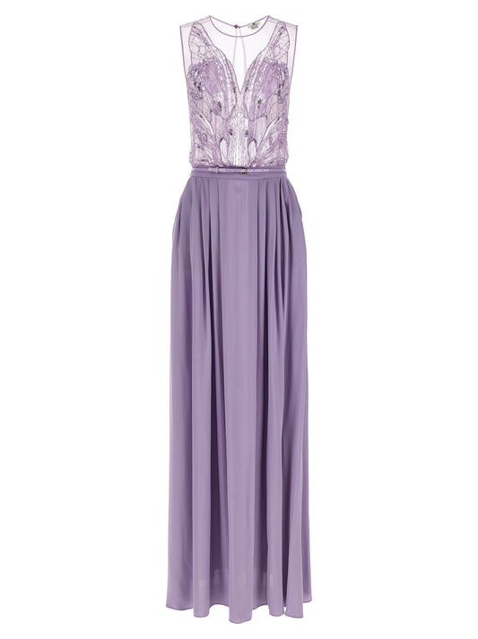 Elisabetta Franchi Purple Viscose Long Dress