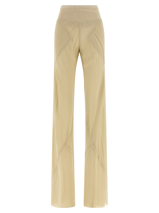 Rick Owens Beige Silk Flared Pants