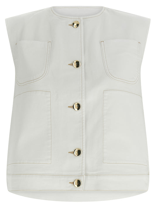 Fabiana Filippi White Cotton Sleeveless Jacket