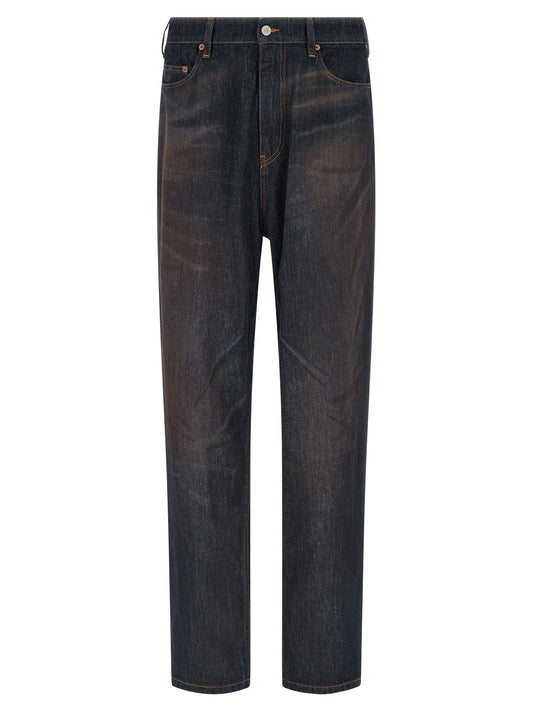 MM6 Maison Margiela Blue Cotton Straight-Leg Jeans