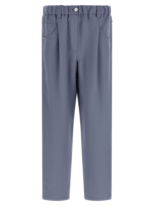 Brunello Cucinelli Blue Viscose Casual Pants