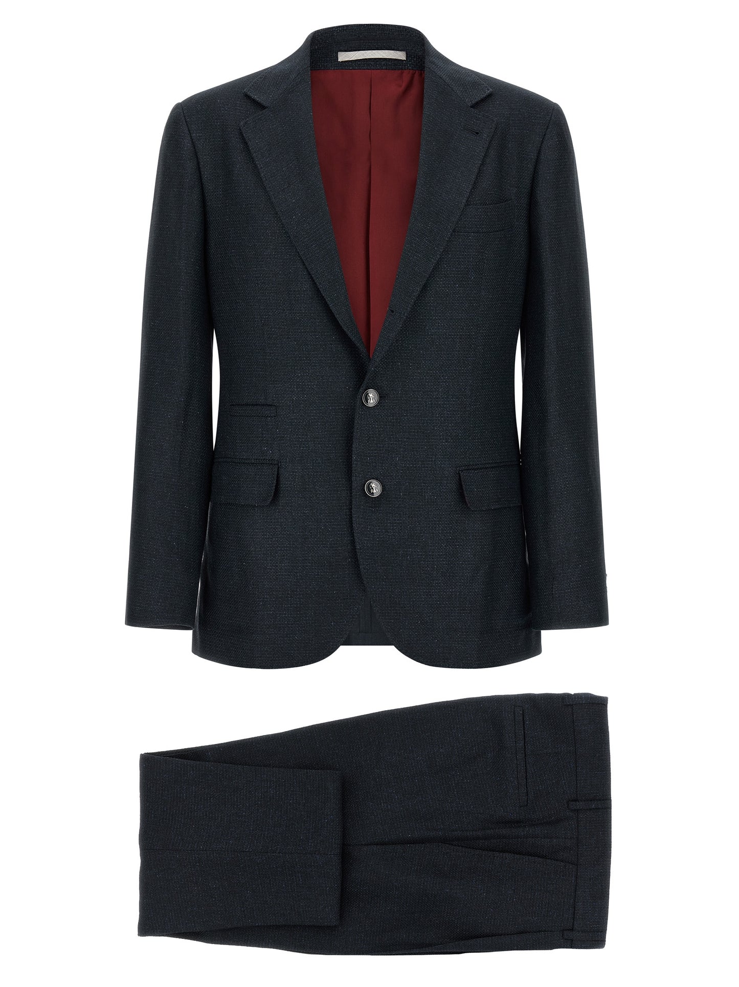 Brunello Cucinelli Blue Silk Two-Piece Suit