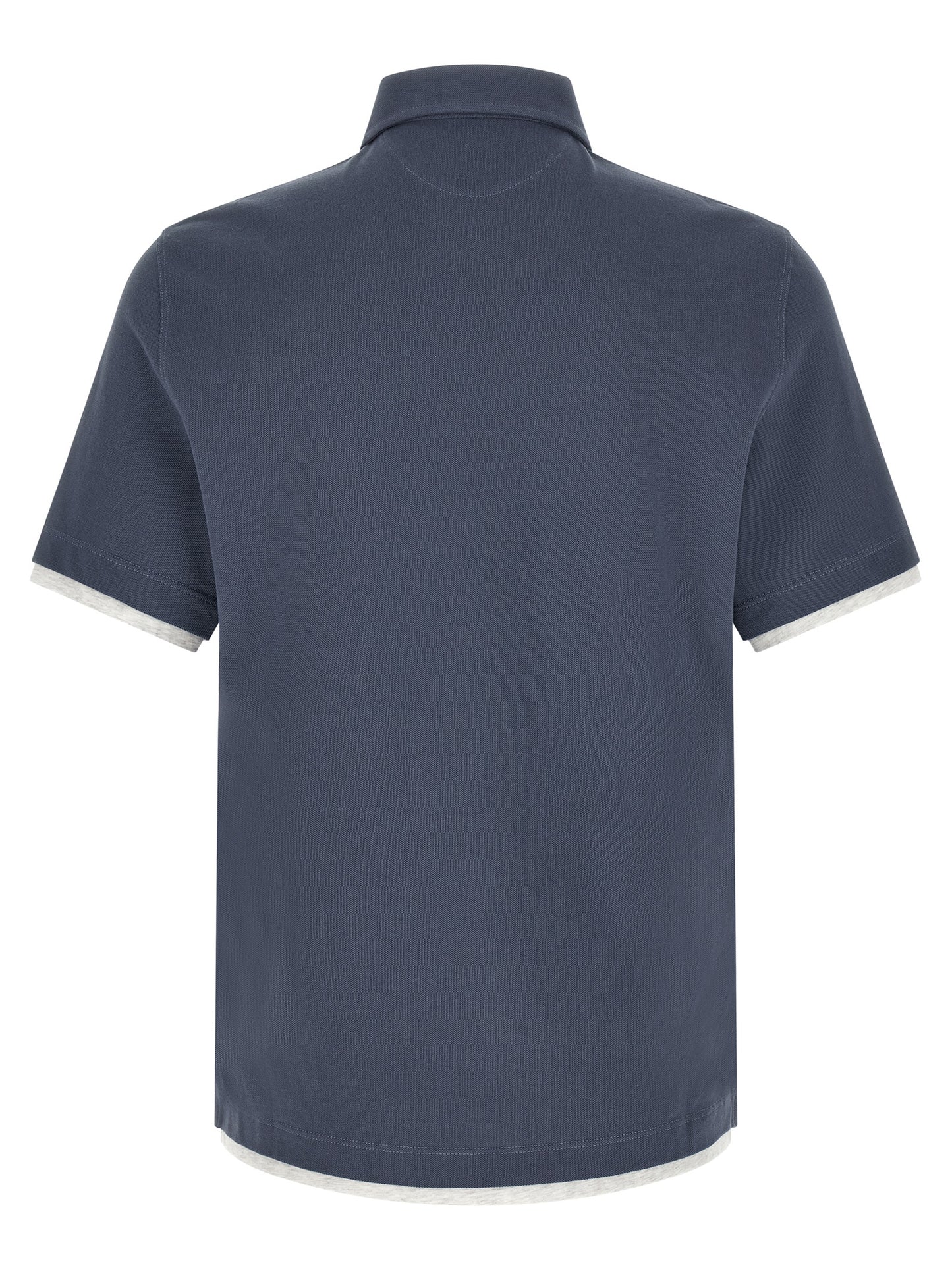 Brunello Cucinelli Blue Cotton Polo Shirt