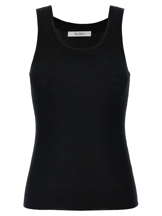 Max Mara Black Virgin Wool Sleeveles T-Shirt