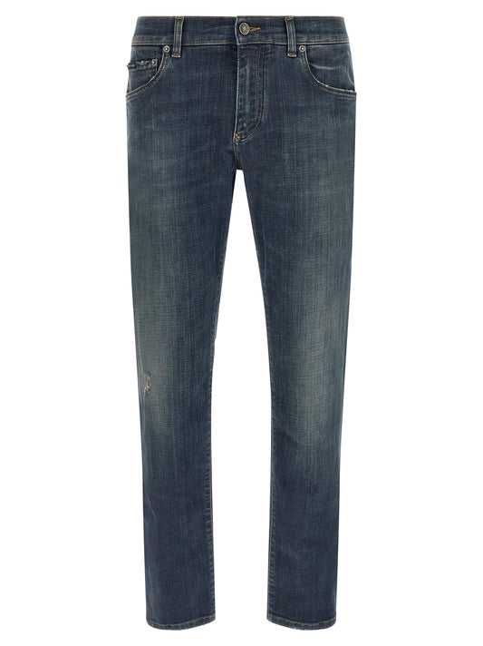 Dolce & Gabbana Blue Cotton Straight-Leg Jeans