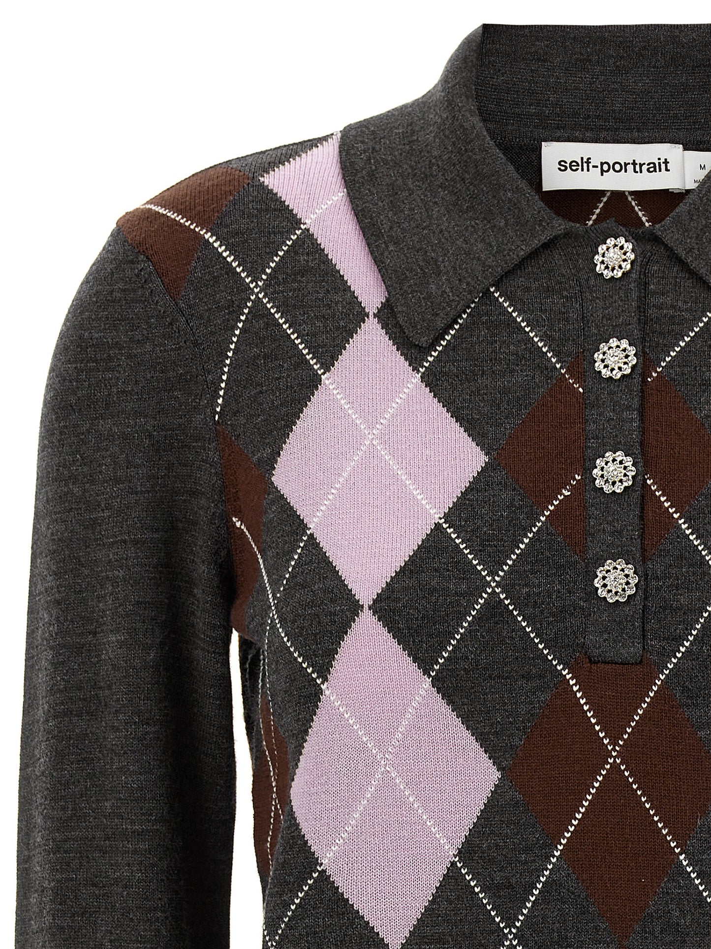 Self-Portrait Gray Wool Cardigan