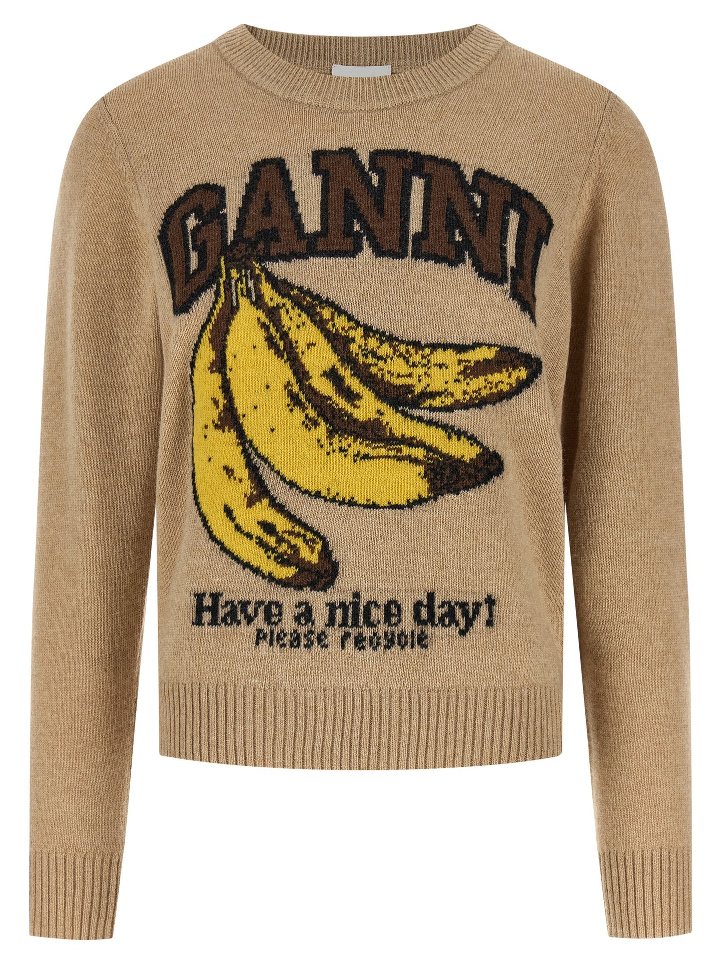 Ganni Beige Wool Cardigan