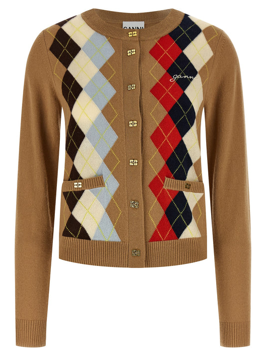 Ganni Beige Wool Cardigan