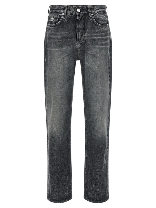 Versace Gray Cotton Straight-Leg Jeans