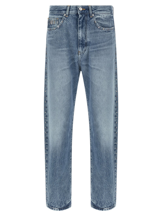 Versace Blue Cotton Straight-Leg Jeans
