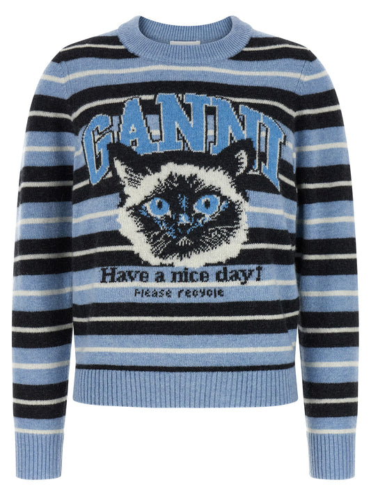 Ganni Blue Wool Cardigan