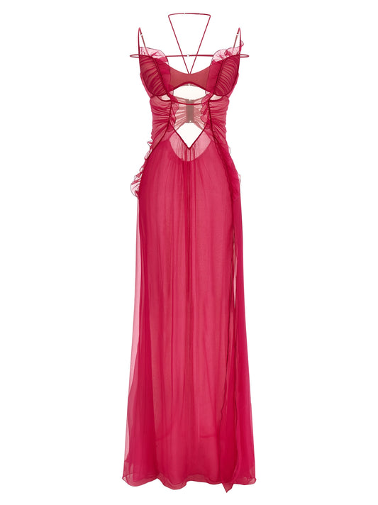 Nensi Dojaka Fuchsia Silk Long Dress