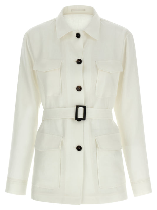 Tagliatore White Linen Shell Jacket