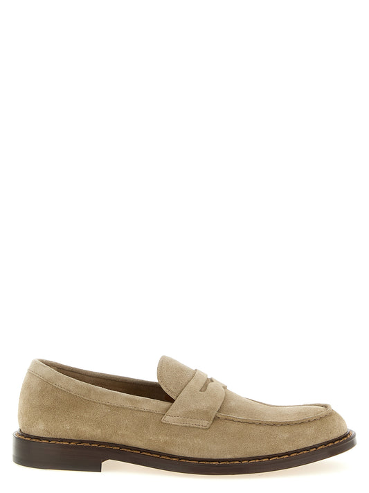 Doucal's Beige Calfskin Slip-On Loafers