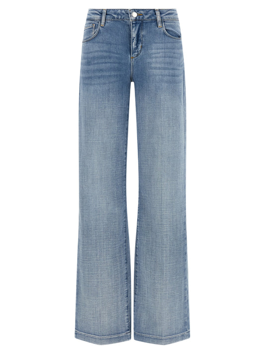 L'Agence Blue Cotton Straight-Leg Jeans