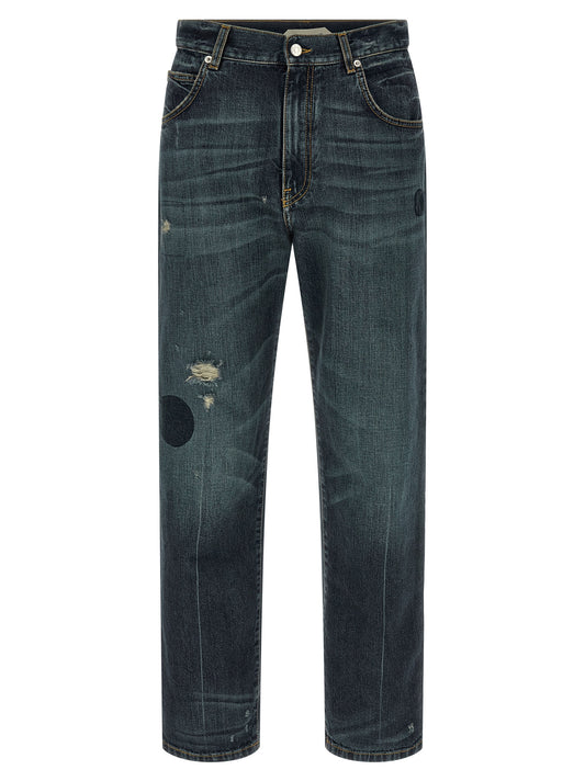 Namacheko Blue Cotton Straight-Leg Jeans