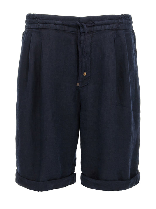 Brunello Cucinelli Blue Linen Bermuda Shorts
