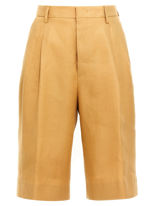 Tagliatore Orange Linen Bermuda Shorts