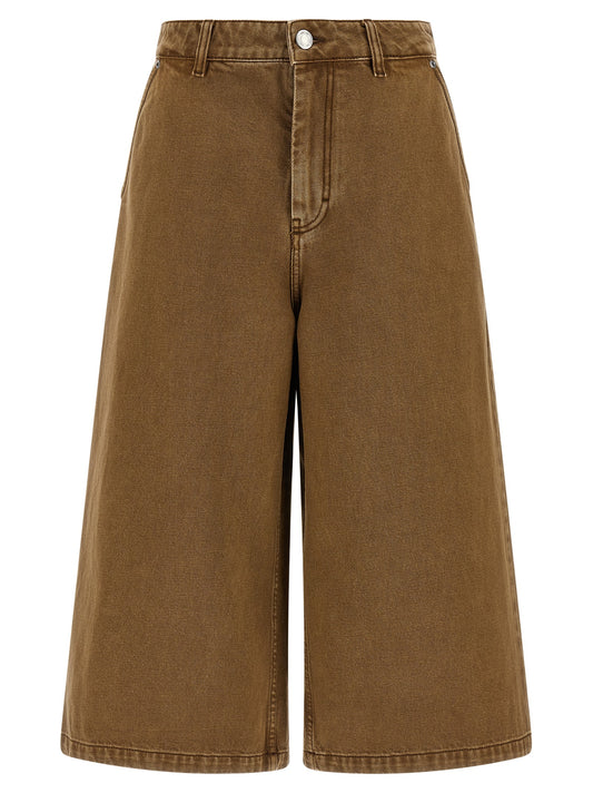 Ami Paris Brown Cotton Bermuda Shorts